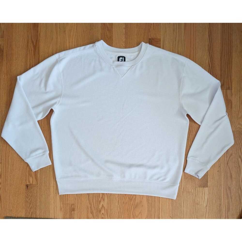 Footjoy FJ Performance Waffle Crew Neck Sweatshirt White Pullover Men’s XL